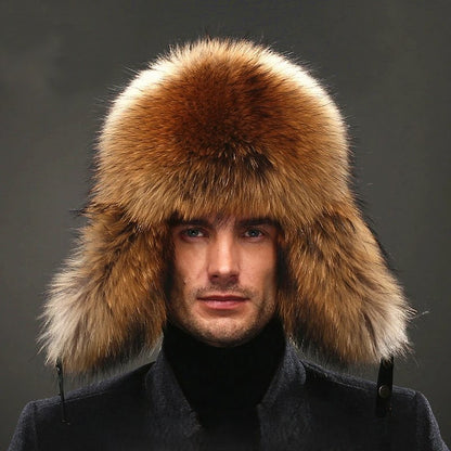 Brown fur winter cap