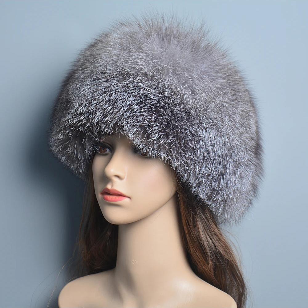 Fur grey women cap