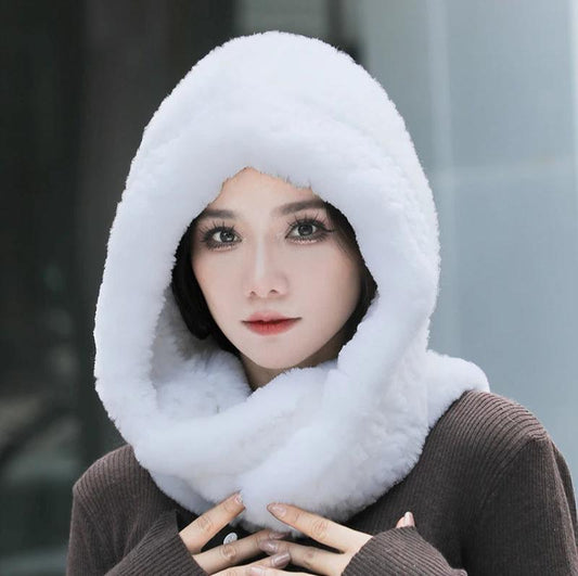 White Fur Collar Hat