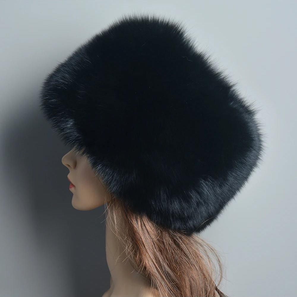 Black female fur hat