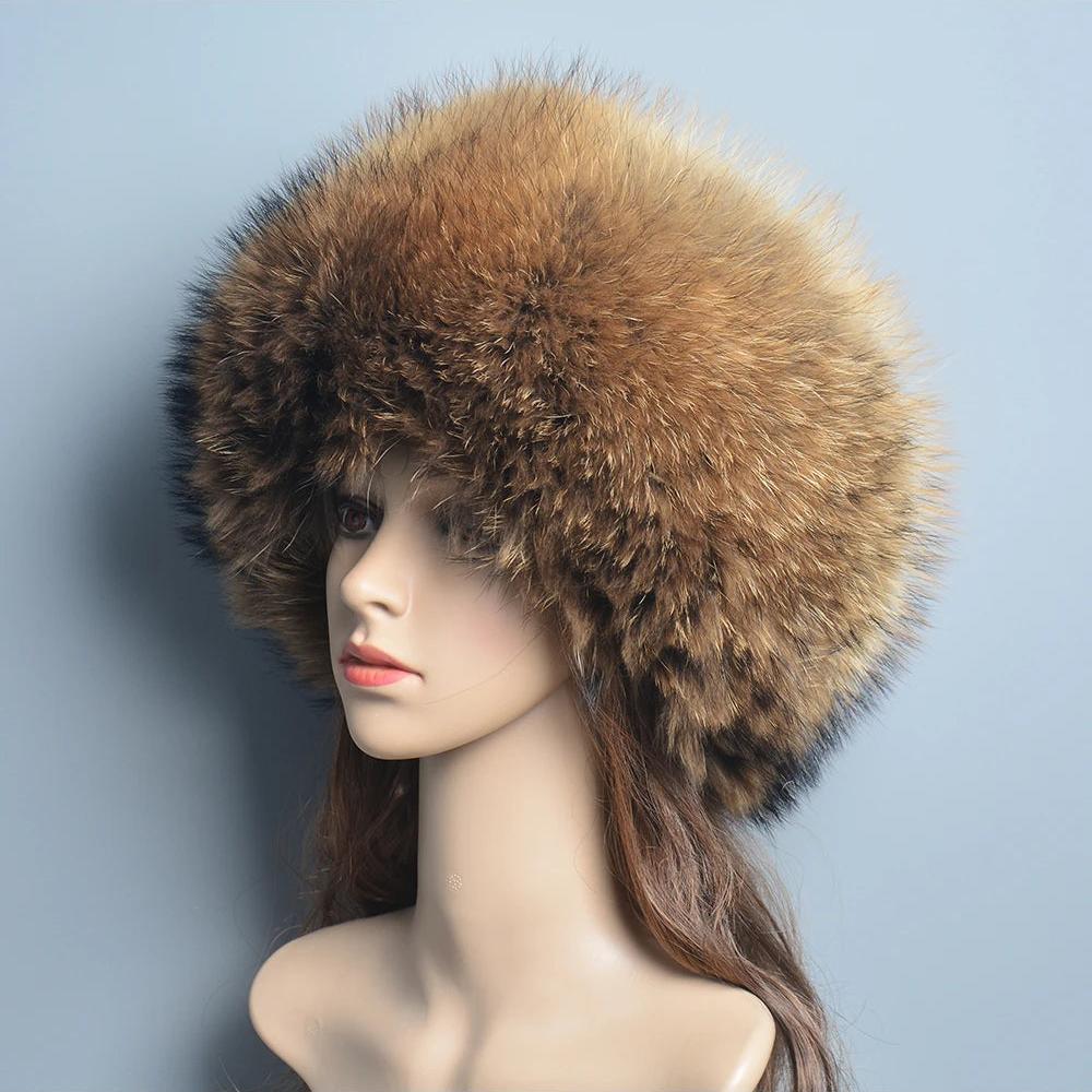 Brown fur cap hat