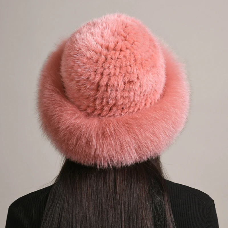 Fur winter cap hat female