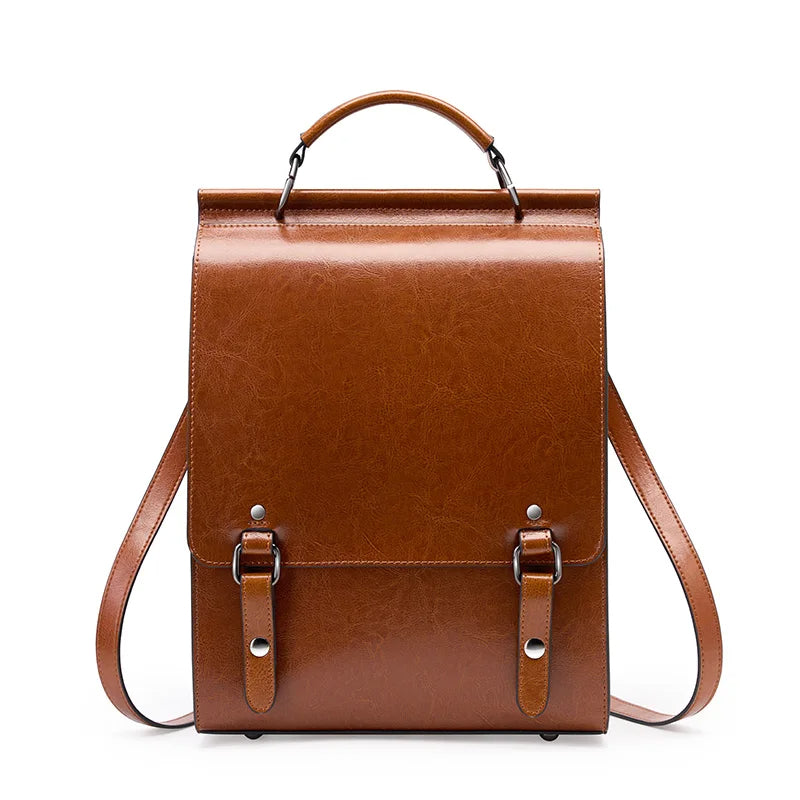 Brown leather retro bag