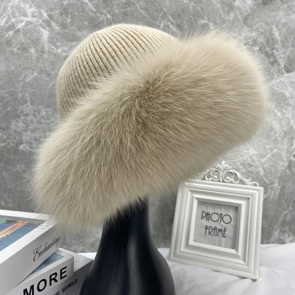 Beige winter fashion hat