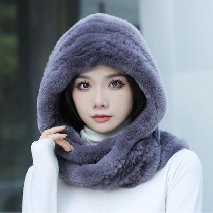 Grey Fur Collar Hat 